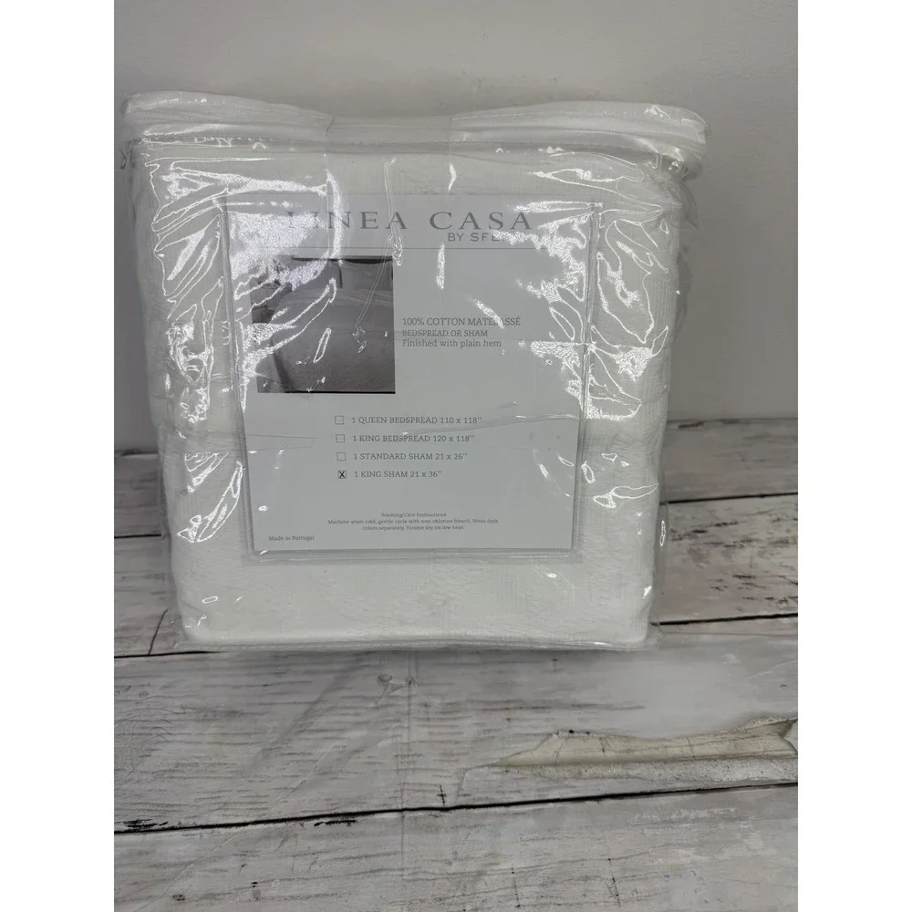 Linea Casa by Sferra King Sham Set of 2 White 100% Cotton Matelasse Portugal